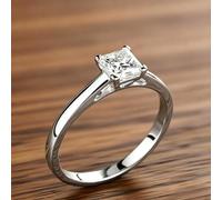 Anillo de corte princesa solitario con circonita cúbica fina para mujer | Minimalista, compromiso, ceremonia de boda, fiesta nupcial, dama de honor, aniversario de boda, luna de miel
