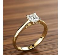 Anillo de corte princesa solitario con circonita cúbica fina para mujer | Minimalista, compromiso, ceremonia de boda, fiesta nupcial, dama de honor, aniversario de boda, luna de miel