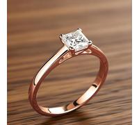 Anillo de corte princesa solitario con circonita cúbica fina para mujer | Minimalista, compromiso, ceremonia de boda, fiesta nupcial, dama de honor, aniversario de boda, luna de miel
