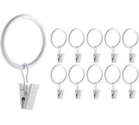 Anillo de Cortina Con Pinza, Diámetro Interior 35 mm, 10 Unidades, Deslizante, Clip Anticorrosión, Color Blanco