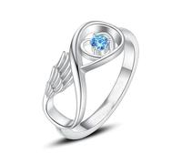 Anillo de cremación con forma de ala para cenizas, urna conmemorativa, joyería, porta cenizas para humanos y mascotas, acero inoxidable, recuerdo funerario, regalo para mujeres - 7 - Azul claro