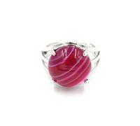 Anillo De Cristal Curativo Reiki Para Mujer, Anillo Redondo Simple De Piedra Natural, Ágata, Amatista, Joyería De Cuarzo Púrpura,Ágata Rosada