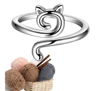 Anillo de crochet de aleación - Anillo de tensión de crochet | Lindos soportes para dedos con guía de para gatos, dedales de punto para mujeres para acolchar manualidades de costura | Anillos de