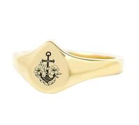 Anillo de cruz cristiana y ancla en forma de pera | Plata de ley 925 bañada en oro | Joyería de regalo, anillo de sello de estilo vintage, joyería hipoalergénica hecha a mano. |LK_PDR_01508_8.5