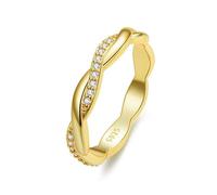 Anillo de cruz de circonita simple chapado en oro y plata esterlina S925 para mujer