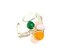 Anillo de cuentas delanteras de piedra preciosa natural con diseño versátil, anillo de cuentas entrelazadas ajustable que te hace lucir a la moda, Como se describe en la descripción, Sin piedras
