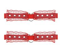 Anillo de cuero para mujer y niña, ligas de corazón, correa punk, con tachuelas y encaje elástico, ligas ajustables, Rojo, Talla única