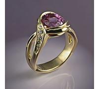 Anillo de de cobre, con incrustaciones de circonitas cúbicas sintéticas moradas redondas, un regalo para el anillo de /boda de su ser