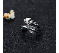 Anillo de dedo abierto de metal esterleteo S925 Sterling Metal Vintage Metal Thai Metal Old Flecha de plumas Old Flecha macho y femenino Regalos de anillo de pareja para amantes de metal, abertura