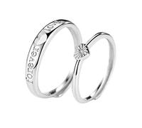 Anillo de dedo abierto de metal esterling S925 ABIERTO ABIERTO METAL DE METAL DE METALES Y MUJER El anillo de cola del día de Valenmetale, el anillo de la pareja del corazón, los regalos de joyería