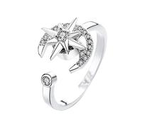 Anillo de dedo giratorio ajustable para aliviar la ansiedad y aliviar la presión, chapado en plata, circonita popular y bonita, 4cmX1cmX6cm, Cobre