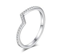 Anillo de dedo para mujer ancho, anillos de amistad, delgados, forma irregular, con moissanita, plata de 18 quilates, oro blanco, talla 45 (14,3)