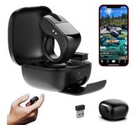 Anillo de desplazamiento con punta de los dedos, modo dual + panel táctil Bluetooth 5.3 + 2.4 G para Tik Tok iPhone iPad, 2 en 1 portátil, ratón Bluetooth, mando a distancia inalámbrico, color negro