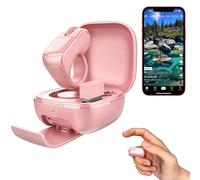 Anillo de desplazamiento de dedos con doble modo+panel táctil Bluetooth 5.3 + 2,4 G para Tik Tok iPhone iPad, ratón portátil 2 en 1 con mando a distancia, mando a distancia inalámbrico, color rosa