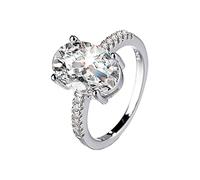 Anillo de diamante genuino Moissanite Anillo de huevo ovalado grande Mujer Encuadernación Anillos, 6号, Aleación de aluminio, Sin piedras preciosas