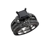 Anillo de diamante hueco creativo mujeres negras amor anillos pareja anillos, 10, Metal, Sin piedras preciosas