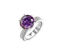 anillo de diamantes Alianzas de boda de moissanita de 5 quilates for mujer, corte redondo, color D, anillo de diamante VVS1, anillos de compromiso de moissanita verde/amarillo/rosa con certificado(Pur
