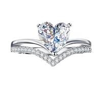 Anillo de diamantes de imitación grande en forma de amor Anillo de amor Geometría Elegante Anillo de Diamante Completo Anillos para Mujeres Tamaño 5 11 Anillos de Conector