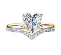 Anillo de diamantes de imitación grande en forma de amor Anillo de amor Geometría Elegante Anillo de Diamante Completo Anillos para Mujeres Tamaño 5 11 Anillos de Conector