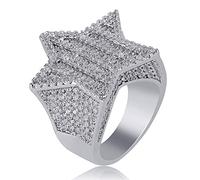 Anillo de diseño de cinco estrellas de oro de 14k, cara ancha densamente establecida anillo de hombres moissanite, un regalo estelar para trabajadores de tendencias y visionarios, regalo del Día del