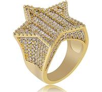 Anillo de diseño de cinco estrellas de oro de 14k, cara ancha densamente establecida anillo de hombres moissanite, un regalo estelar para trabajadores de tendencias y visionarios, regalo del Día del