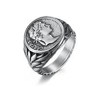 Anillo De Emperador Romano, Anillo Cabecera De Emperador Para Hombres, Anillo De Imperio Romano Joyería Guerrero Romano Retro, Anillo Guerrero Romano Anillo Motociclista Soldado Romano Moneda Romana