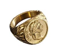 Anillo de emperador romano para hombre, anillo imperial romano dorado de moda imperial joyería para hombre, Acero inoxidable, Sin piedras preciosas