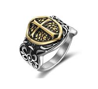 Anillo de escudo de cruz de caballero templario para hombre, de acero inoxidable, estilo vintage, gótico, medieval, regalo para hombre, acero de titanio