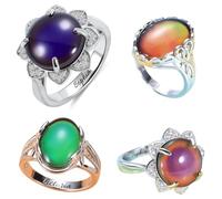 Anillo de Estado de Ánimo que Cambia de Color con Grabado Personalizado - Plata de Ley 925 - Anillo con Piedra del Humor para Mujer y Niñas - Joyería Personalizada - Regalo para Ella Esposa