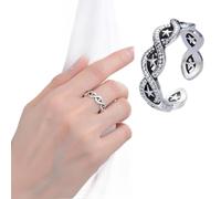 Anillo de estrella retro europeo con diseño de plata que se puede combinar con ropa casual para crear un aspecto más relajado, anillos ajustables para mujer, 2x2x1cm, Metal