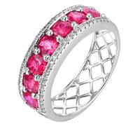 Anillo de eternidad anillo de compromiso de oro blanco de 18 quilates Ruby creado en laboratorio Fila de diamantes con rubí rojo de 1,49 ct Número sólido no chapado popular para tía graduación joyería