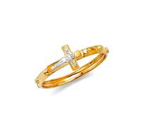 Anillo de eternidad de oro amarillo de 14 quilates con crucifijo lateral, 5 anillos de eternidad para mujer, US 9 | EU 60 | DE 19 | JP 18 | UK R 3/4, Oro Metal Oro amarillo, Sin piedras preciosas