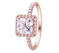 Anillo de eternidad de oro rosa, anillo simple cuadrado con forma de Asscher Moissanita, regalos únicos para mujer, H 1/2, Oro rosa de 14 quilates, Moissanita