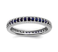 Anillo de eternidad de plata de ley 925, apilable, pulido, zafiro creado, regalo de joyería para mamá, US 9 | EU 60 | DE 19 | JP 18 | UK R 3/4, Piedra preciosa. Metal Piedra preciosa metal Zafiro