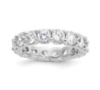 Anillo de eternidad de plata de ley 925 chapada en rodio con circonita cúbica de imitación de diamante de imitación de 4,5 mm, regalo de joyería para mamá, US 9 | EU 60 | DE 19 | JP 18 | UK R 3/4