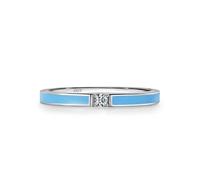 Anillo de eternidad de plata de ley, anillo de promesa para mujer, cinta azul y azul con solitario, N 1/2, Plata de ley, Circonia cúbica