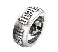 Anillo de eternidad nupcial con alfabeto de plata | anillo de la muerte | anillos góticos | anillo de hombre con joyas de lata gótica | anillo de promesa hasta que la muerte no separe | anillo de