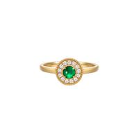 Anillo de eternidad para mujer, anillo de boda verde redondo de 9 K, 14 y 18 quilates con esmeralda de 0,2 quilates y diamante, talla T 1/2, sólido, no chapado, moderno para compromiso de hermanas, J