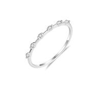Anillo de eternidad para mujer, anillo de pulgar apilado simple y fino con diamante redondo de 0,18 quilates, oro blanco de 9 quilates, 14 quilates y 18 quilates, P 1/2, Oro blanco de 9 quilates