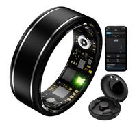 Anillo de Fitness Inteligente for Hombres y Mujeres, Monitor de Frecuencia Cardíaca y Rastreador de Sueño con Aplicación y Caja de Carga, Rastreador de Actividad Impermeable(Black,12)