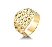 Anillo de flor de la vida de Amaxer para mujer Mandala Geometría sagrada tendencia de acero inoxidable con forma hueca Anillo de declaración de banda de dedo, Metal