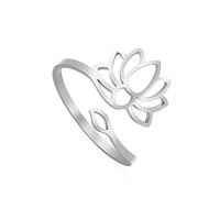 Anillo de flor de loto de moda para mujeres om aum ohm símbolo yoga meditación promesa loto anillo ajustable chakra joyería inspirada chica