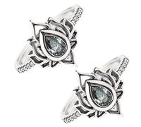 Anillo De Flores Para Mujeres, Anillo De Dedo, 2x Anillos Ajustables | Joyas Elegantes Portátiles Para Viajar, Banquete, Decoración Estética De Dedos, Se référer au descriptif, Plata + piedra