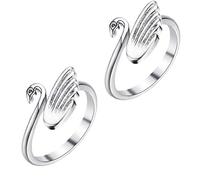 Anillo de ganchillo ajustable para tejer, anillo de dedo de cisne, anillo trenzado, guía de hilo, soporte de dedal, dedal de tejer para manualidades, 2 unidades