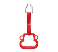 Anillo de gimnasia para niños ABS Estilo mono Anillo de dominadas con correa para colgar Equipo de escalada para niños al aire para barras horizontales interiores y exteriores (Rojo)