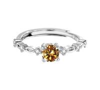 Anillo de imitación de plata S925 con moissanite chapado en platino para mujer, A, Cobre, Sin piedra preciosa