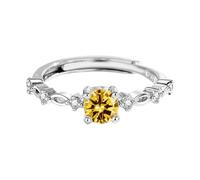 Anillo de imitación de plata S925 con moissanite chapado en platino para mujer, A, Cobre, Sin piedra preciosa