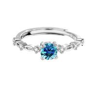 Anillo de imitación de plata S925 con moissanite chapado en platino para mujer, A, Cobre, Sin piedra preciosa