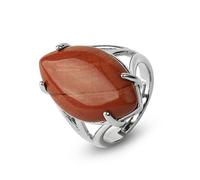 Anillo De Jaspe Rojo Grande Natural Anillo De Forma De Ojo De Caballo De Cristal Anillos De Piedra Abiertos Ajustables para Mujer Anillos De Dedo De Equilibrio De Reiki Anillo De Eternidad para Muje