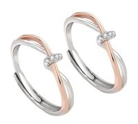 Anillo de la eternidad de la madre y la hija, anillo de plata del nudo del amor, anillos de dedo abiertos ajustables, a mi hija anillo de plata esterlina (2pcs)